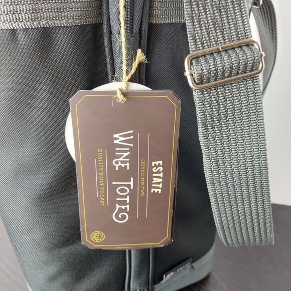 Picnic Time Estate Insulated Wine Tote Service & Accessories for 2 Black Gray - Picture 10 of 12